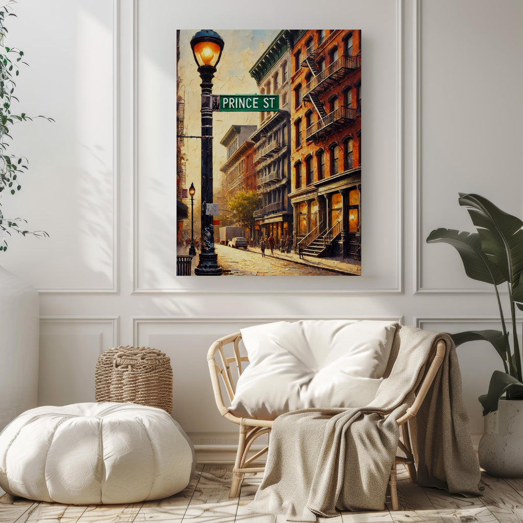 Prince Street Oil Painting Art Print: SoHo Manhattan NYC Travel Poster