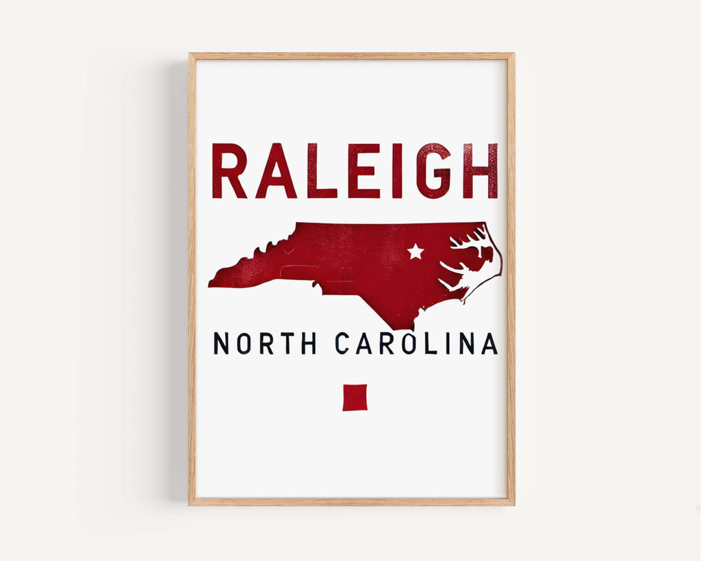 Raleigh Print - North Carolina Wall Art, Travel Decor, College Gift & Housewarming Present, NC Home Decoration