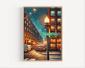 Fulton Market Street Oil Painting Art Print: Chicago Street Sign Travel Poster