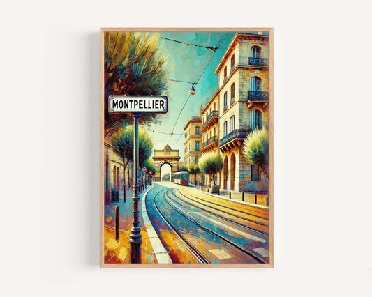 Montpellier Art Print - French Travel Poster Wall Art, Montpellier Artwork, France Gift, Housewarming Decor, Vintage Style Travel Print