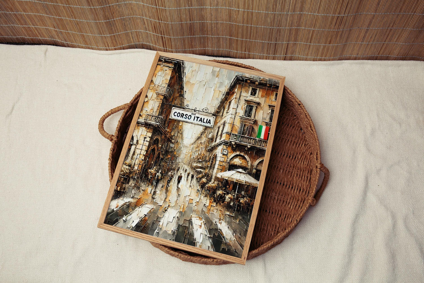 Milan print, Corso Italia street art, Italy travel souvenir, Italian city wall decor, urban landscape poster, modern home decor