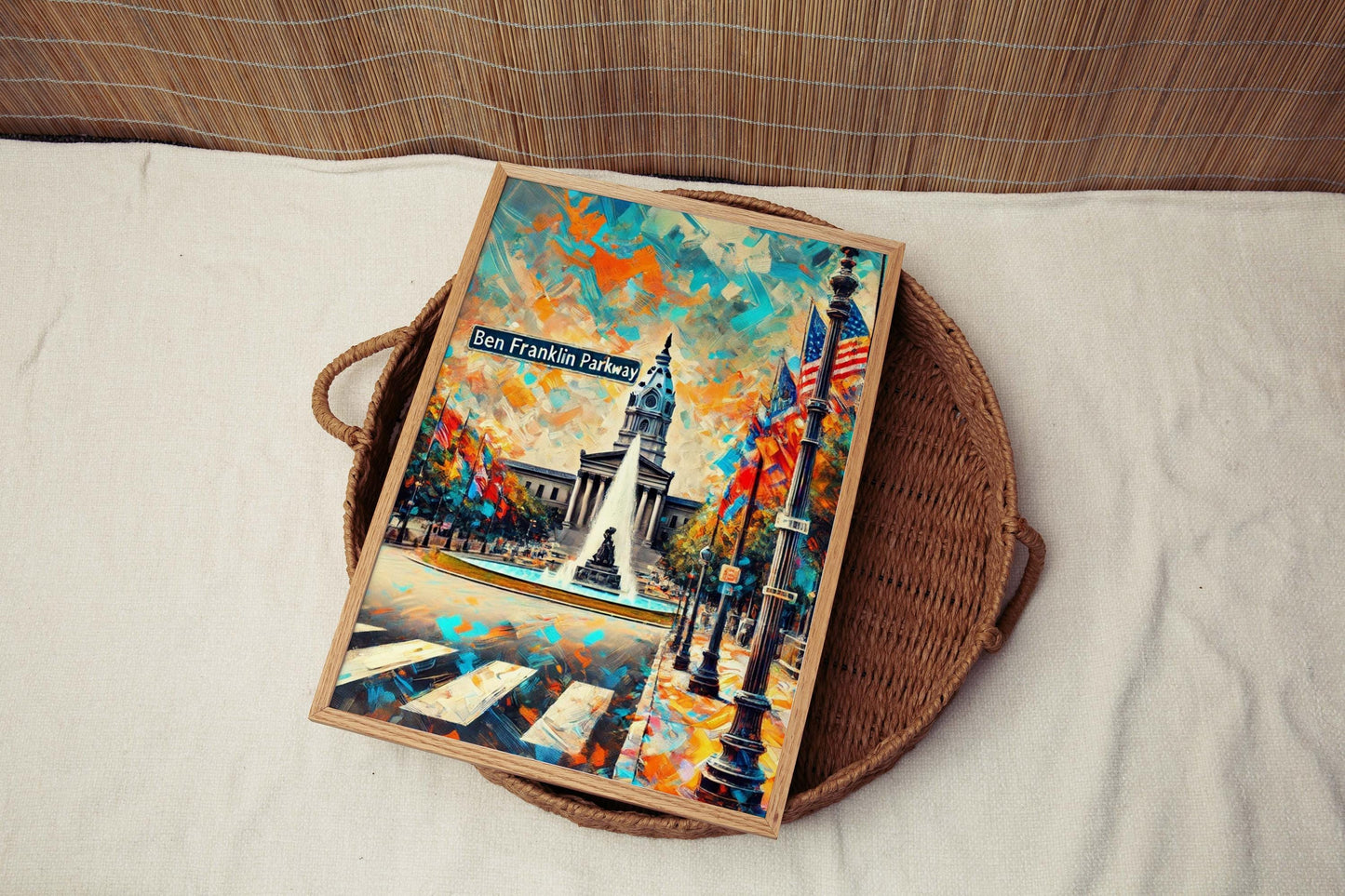 Benjamin Franklin Parkway Wall Art Print - Philadelphia Travel Poster, Cityscape Decor, Philly Gift, Urban Home Art & Housewarming Present