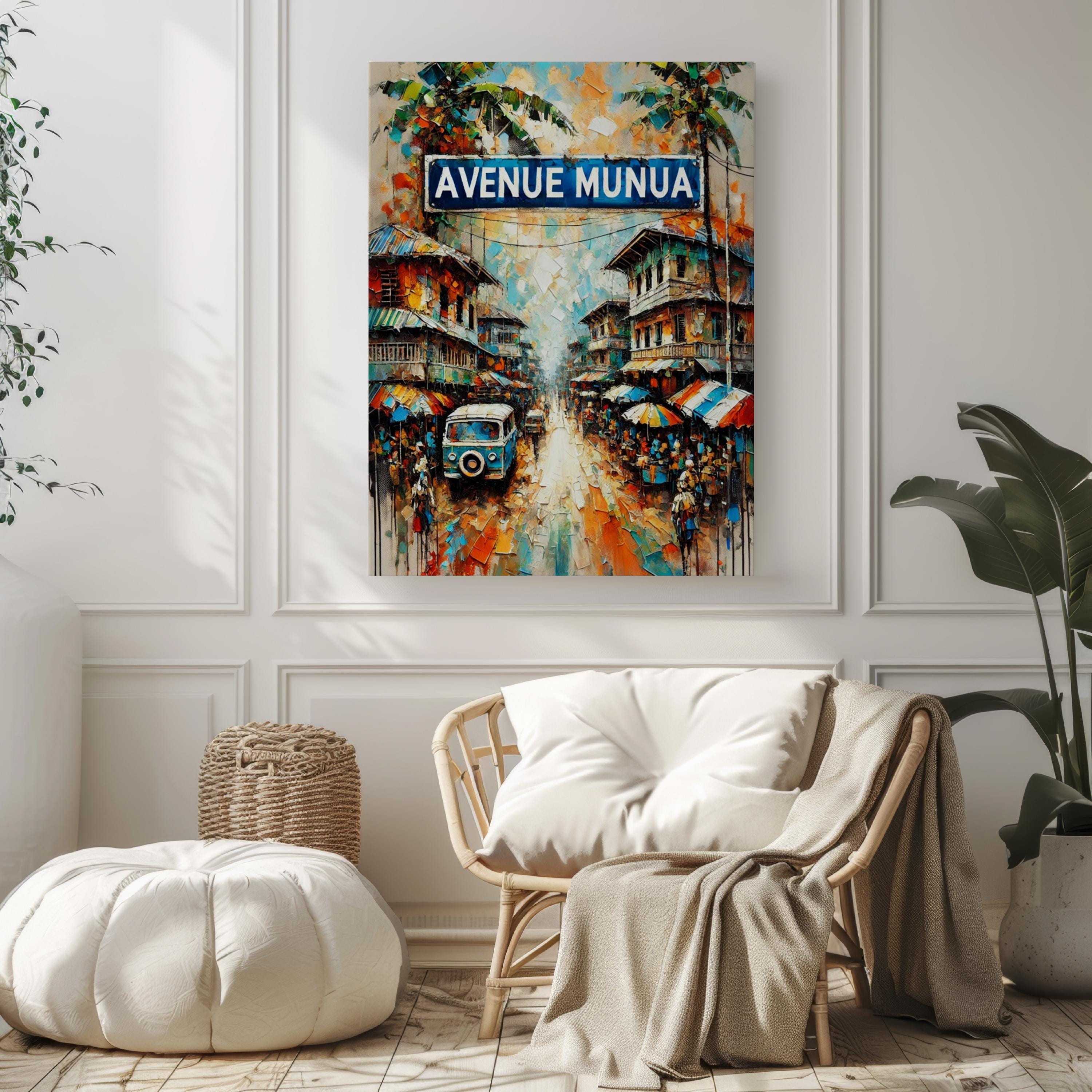 Avenue Munua Wall Art, Kinshasa Print, Democratic Republic of the Congo Art, “City” Gift, Travel Souvenir, Travel Poster,  “State” Art