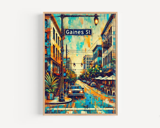 Wall Art Gaines St Tallahassee Print - Florida Travel Poster & Gift, Housewarming Decor, Florida Art Print