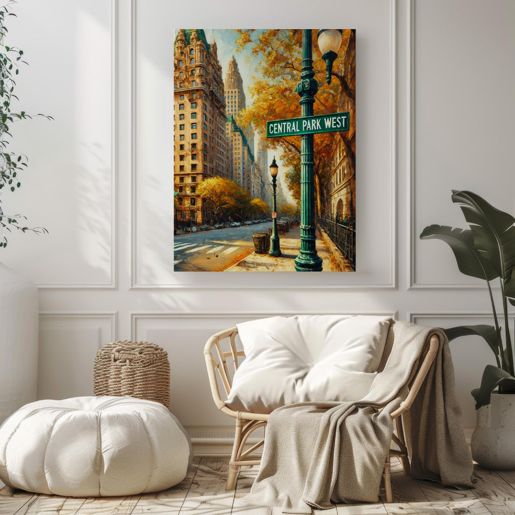 Central Park West Street Sign Print: Manhattan New York City Travel Poster