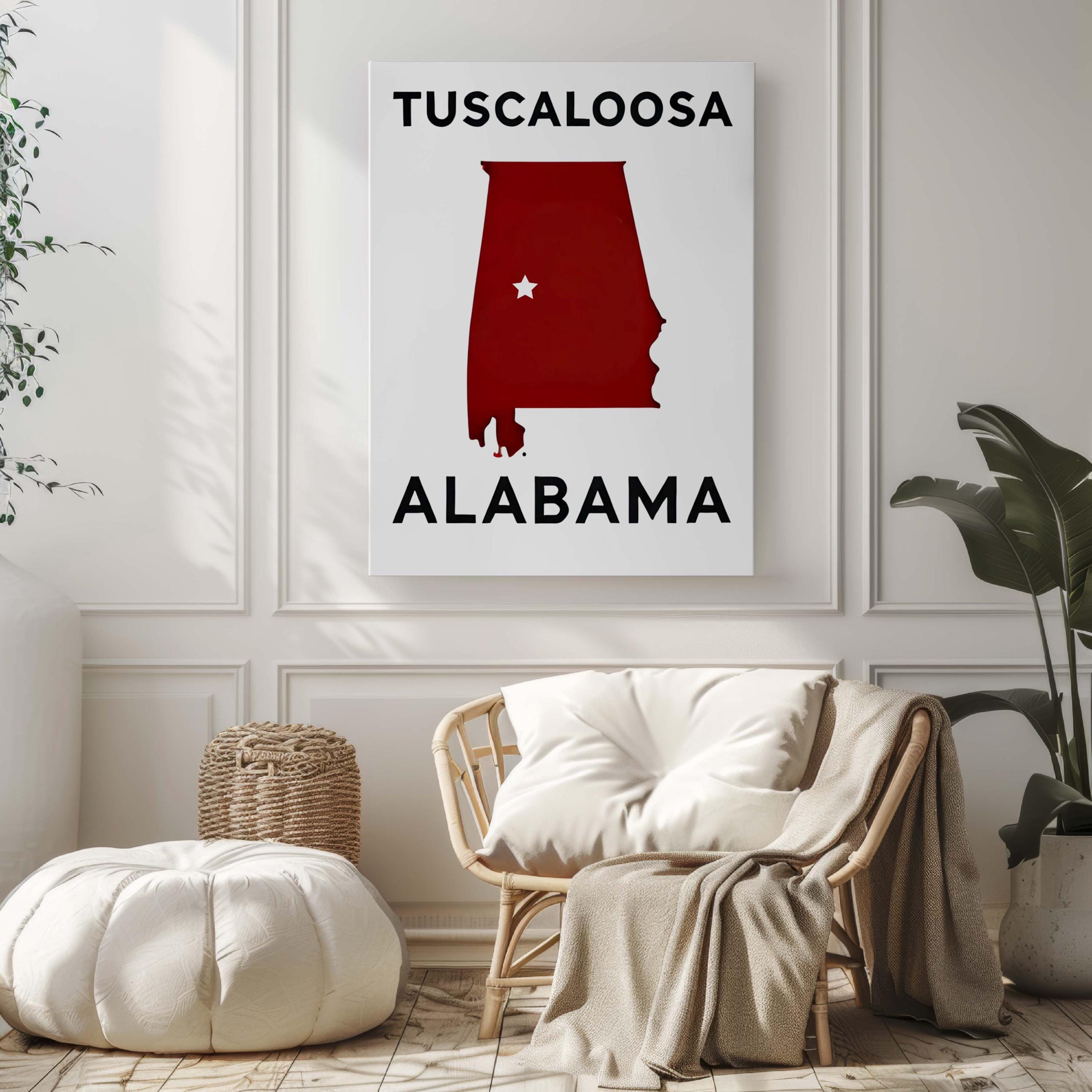 Tuscaloosa Print Alabama Wall Art Map Travel Decor College Gift Housewarming AL Artwork