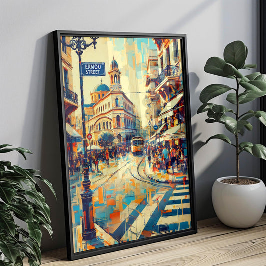 Wall Art Ermou St Athens Print, Greek Travel Poster, Greece Gift, Housewarming Decor, Ermou Street Art Print, Athens Wall Decor