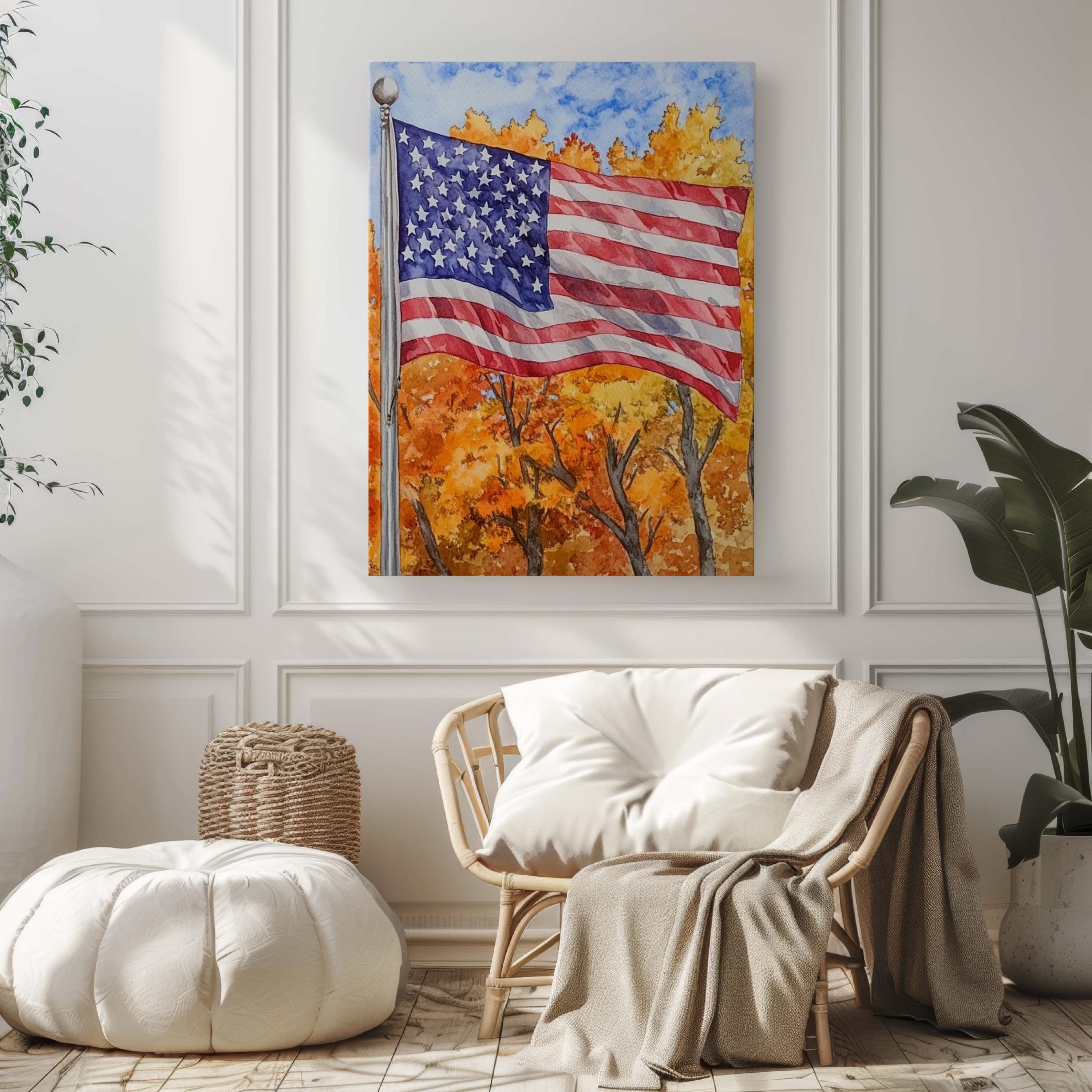 American Flag Wall Art Vintage - United States