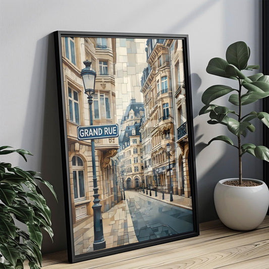 Luxembourg Art Grand Rue Wall Art Print – European Travel Poster, Luxembourg Gift, Housewarming & Souvenir Decoration
