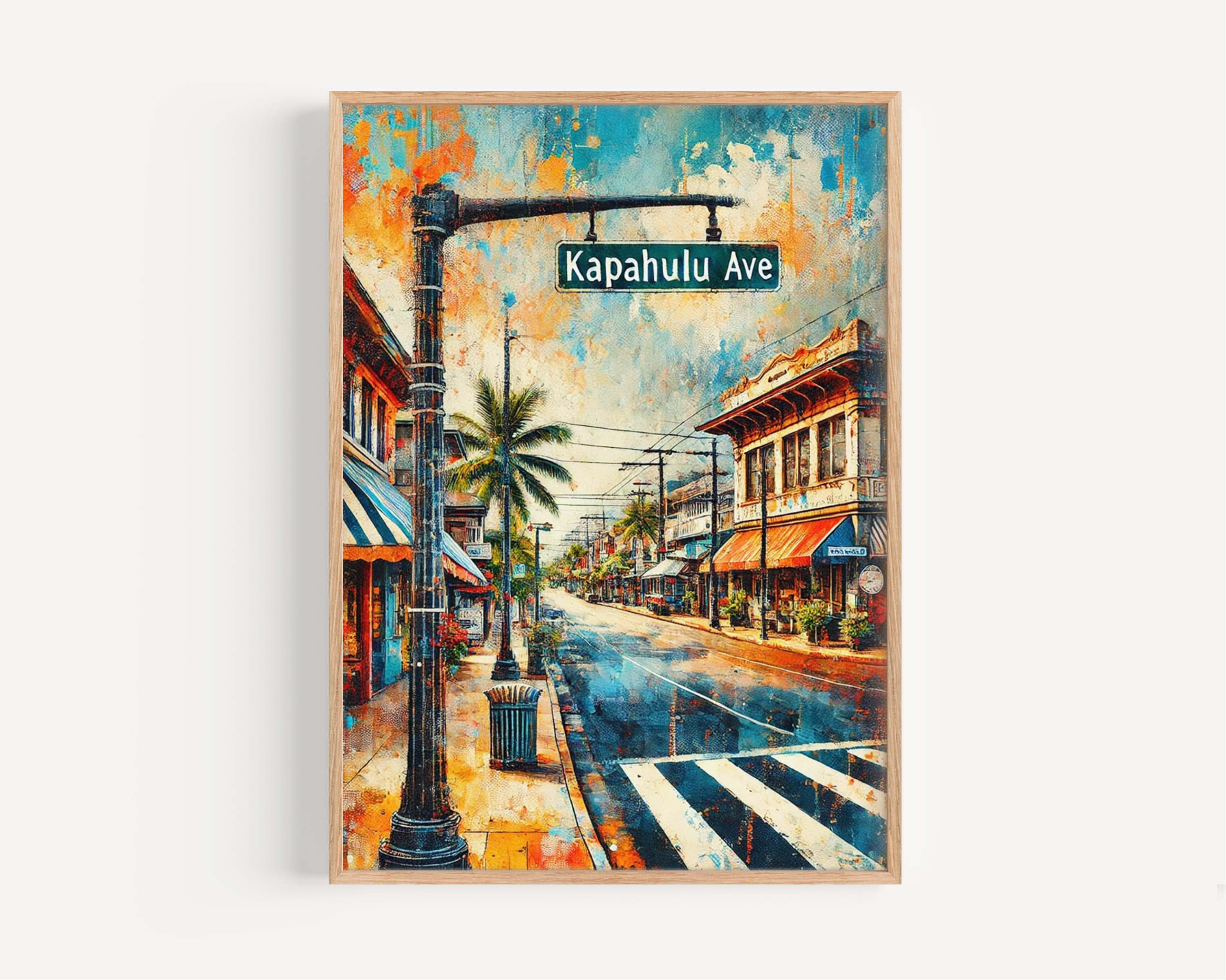 Kapahulu Ave Print - Oahu Wall Art, Honolulu Travel Poster, Hawaii Home Decor, Kapahulu Avenue Gift, Housewarming & Vacation Memory Art