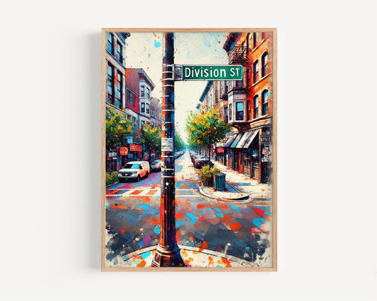 Wall Art Division St Chicago Print, Illinois Travel Poster, Modern City Map, Housewarming Gift, Urban Decor, Division Street Artwork