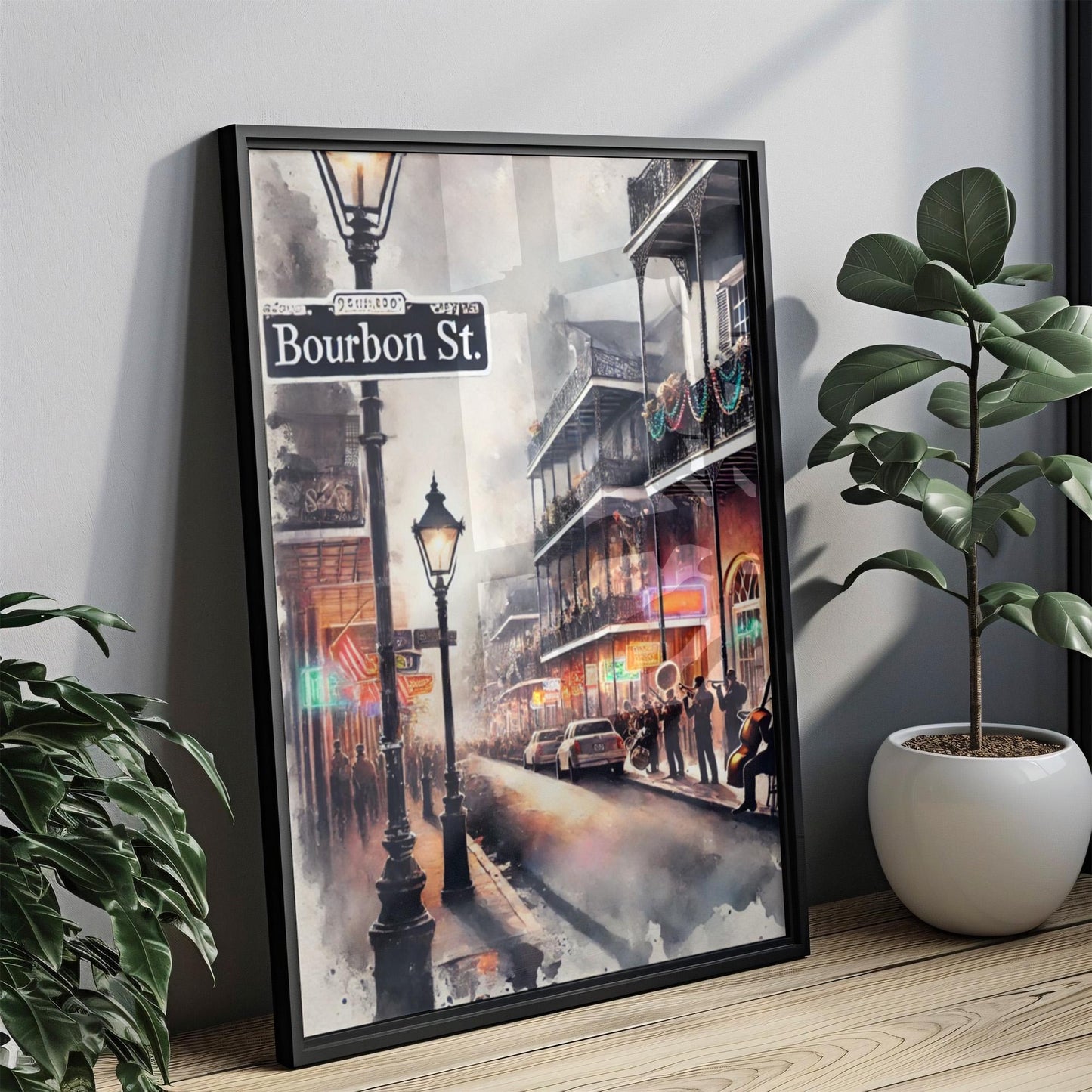 Bourbon Street Print, New Orleans French Quarter Wall Art