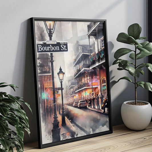 Bourbon Street Print, New Orleans French Quarter Wall Art