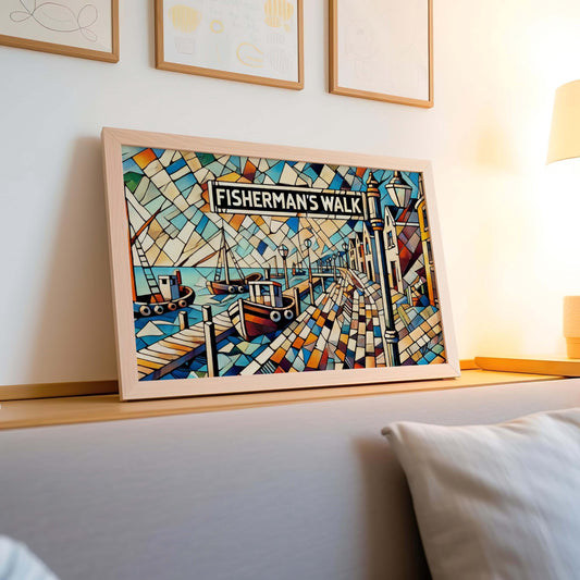 Fisherman’s Walk Wall Art Print – Brielle NJ Travel Poster, Coastal Home Decor, Housewarming Gift, New Jersey Art, Naut