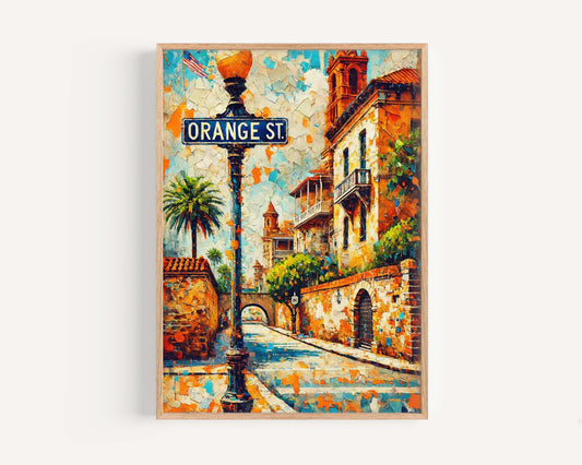 Orange St Print - St Augustine Wall Art, Florida Travel Poster, Orange Street Decor, Housewarming Gift, FL Art, Coastal Home Print