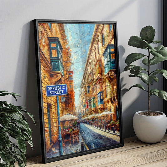 European Republic Street Wall Art Print - Malta Travel Poster, Housewarming Gift, European Decor, Malta Art Map, Stylish Home Decoration