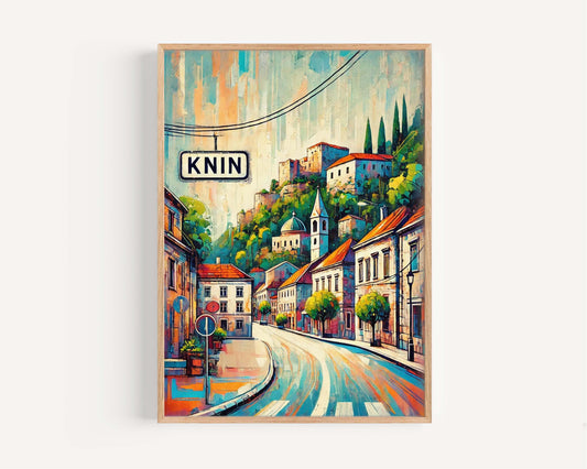 Knin Art Wall Print - Croatian City Travel Poster, European Home Decor, Housewarming Gift, Knin Wall Art, Croatia Artwork, Travel Print