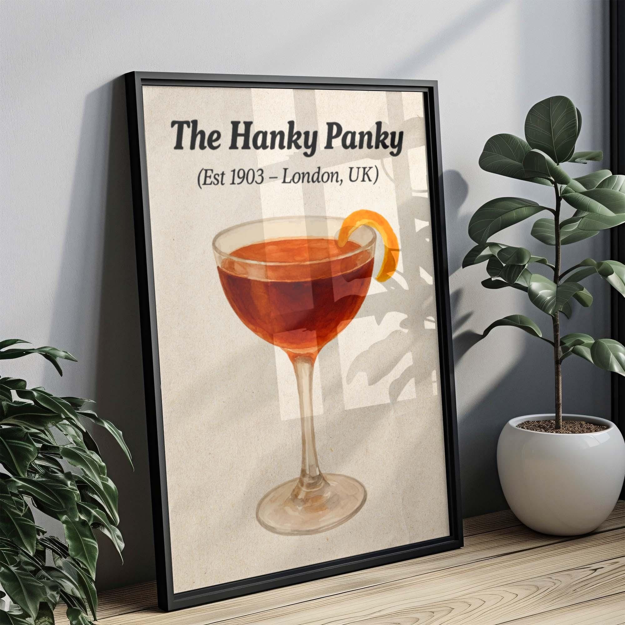 Hanky Panky Cocktail Poster Retro - London, United Kingdom