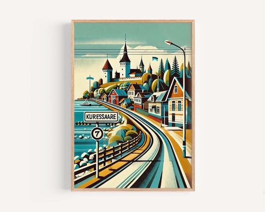Kuressaare Art Print - Estonia Travel Poster, City Wall Art, Housewarming Gift, Scandinavian Home Decor, Kuressaare Cityscape Artwork