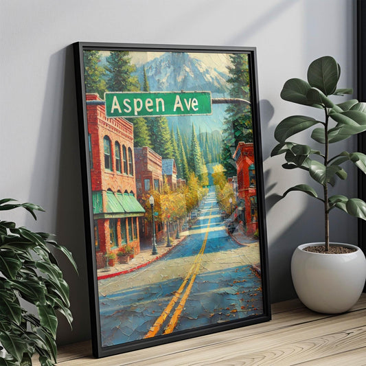 Aspen Ave Wall Art, Flagstaff Print, Arizona Artwork, Travel Poster, Rustic Home Decor, Mountain Town Gift, City Street Sign, Framed Art