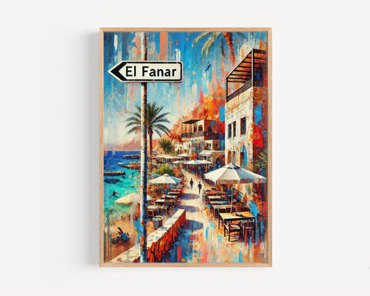 El Fanar Street Wall Art - Dahab Egypt Print, Travel Poster, Egypt Gift, Housewarming Decor, Vibrant Coastal Travel Art