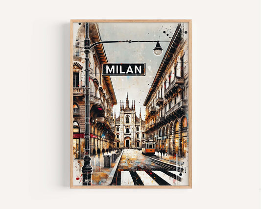 Milan Art: Elegant Milan Wall Art Print, Italian Travel Poster, European Artwork, Housewarming Gift, Italy Decor, Modern Home Wall Decor