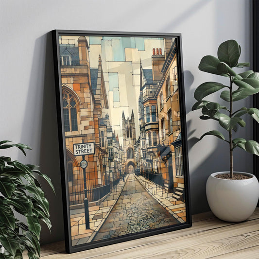 Wall Art Trinity Street Print Cambridge Travel Poster England Gift Housewarming Home Decor