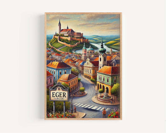 Eger Art Wall Print - Hungary Travel Poster, European City Decor, Housewarming Gift, Eger Cityscape Home Art, Unique Hungary Art Gift
