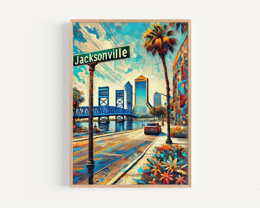 Art Jacksonville Wall Art Print - Florida Travel Poster, USA Decor, Housewarming Gift, Coastal Wall Decor, Florida Gift Idea