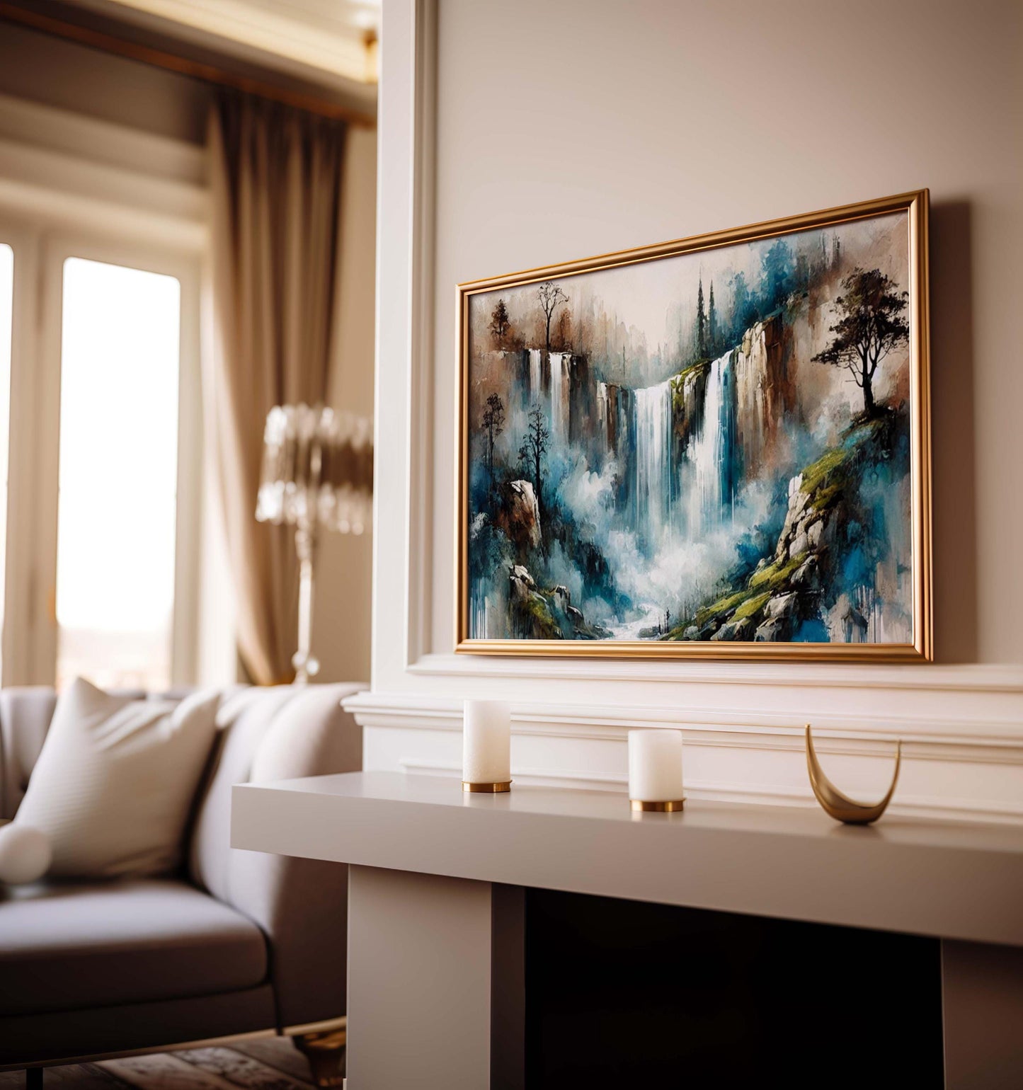 Nature Gift Waterfall Wall Art Print, Serene Stream Home Decor, New Housewarming & Family Art, Nature Lover's Decorative Poster