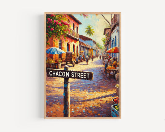 Chacon Street Wall Art, Trinidad and Tobago Travel Poster, Caribbean Island Home Decor, Port of Spain Street Sign Print, Vibrant Island Art