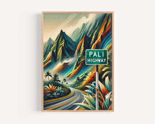 Pali Highway Print - Oahu Wall Art, Hawaii Travel Poster, Honolulu Gift, Tropical Housewarming Decor, Scenic Island Landscape