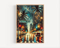 Beretania Street Oil Painting Art Print: Honolulu Hawaii Street Sign Travel Poster