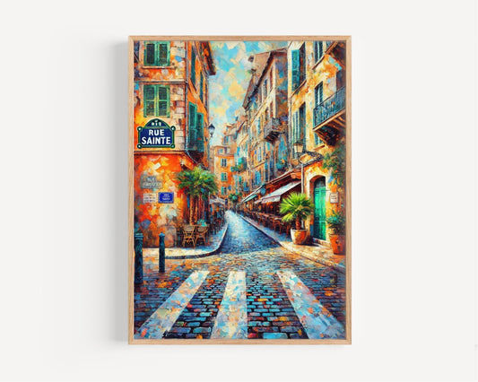 Rue Sainte Wall Art Print, Marseille France Travel Poster, French Home Decor, Housewarming Gift, Vintage Style Rue Sainte Illustration