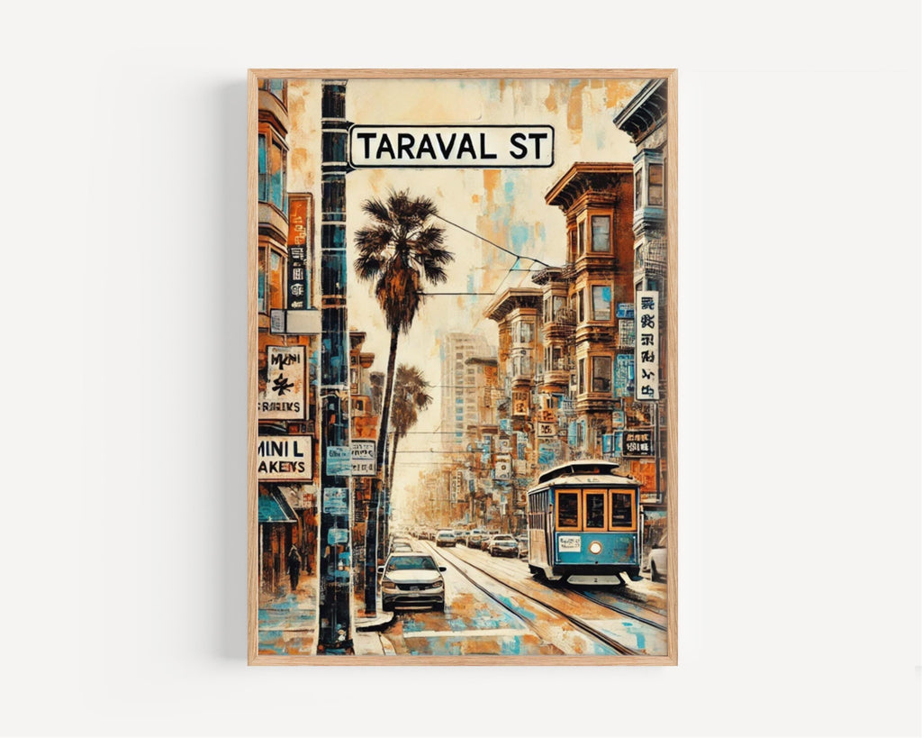 Taraval St Map Wall Art - San Francisco, California, USA