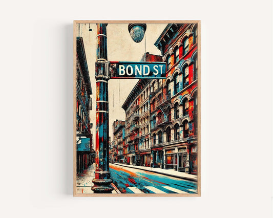 Bond St Print Manhattan Wall Art, New York Poster, NYC Art Travel Print, Housewarming Gift, Manhattan Gift