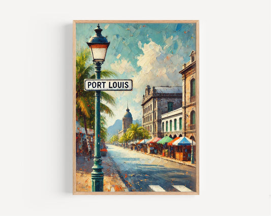 Mauritius Port Louis Wall Art Print - Travel Poster, African Souvenir, Housewarming Gift, Mauritius Travel Decor