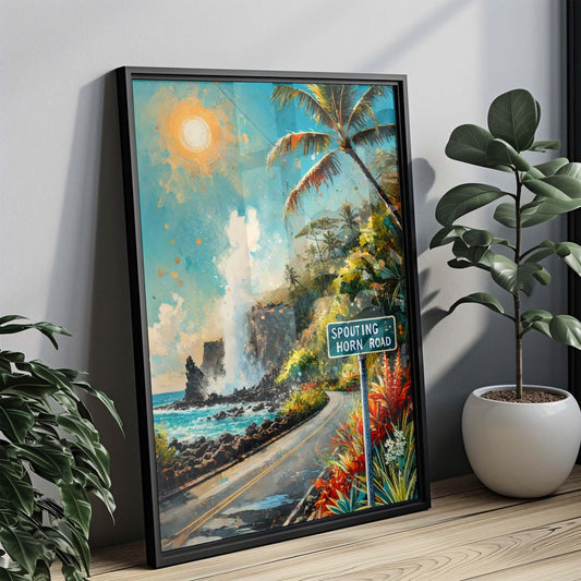 Spouting Horn Road Wall Art - Kauai Travel Print, Hawaii Poster, Poipu Gift, Tropical Home Decor, Housewarming & Vacation Artwork