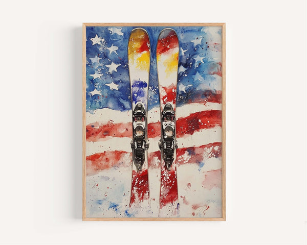 Skiing Poster Patriotic - United States