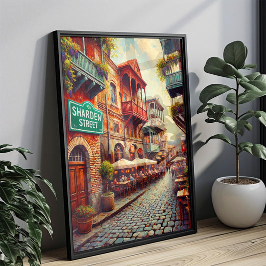 Sharden Street Wall Art, Tbilisi Print, Georgia Cityscape, Travel Souvenir, Cobblestone Alley Decor, Personalized Gift, Travel Poster
