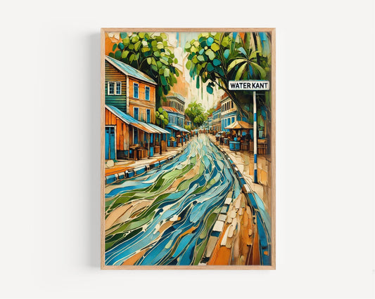 Waterkant Wall Art Print, Paramaribo Riverside Scene, Suriname Cityscape, Travel Souvenir, Vibrant Waterfront Poster, Personalized Gift