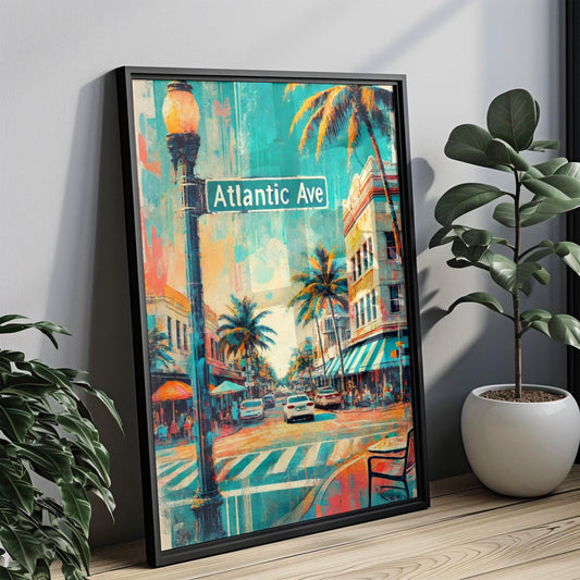 Wall Art Atlantic Ave Print Delray Beach Florida Travel Poster Beach Gift Housewarming Decor