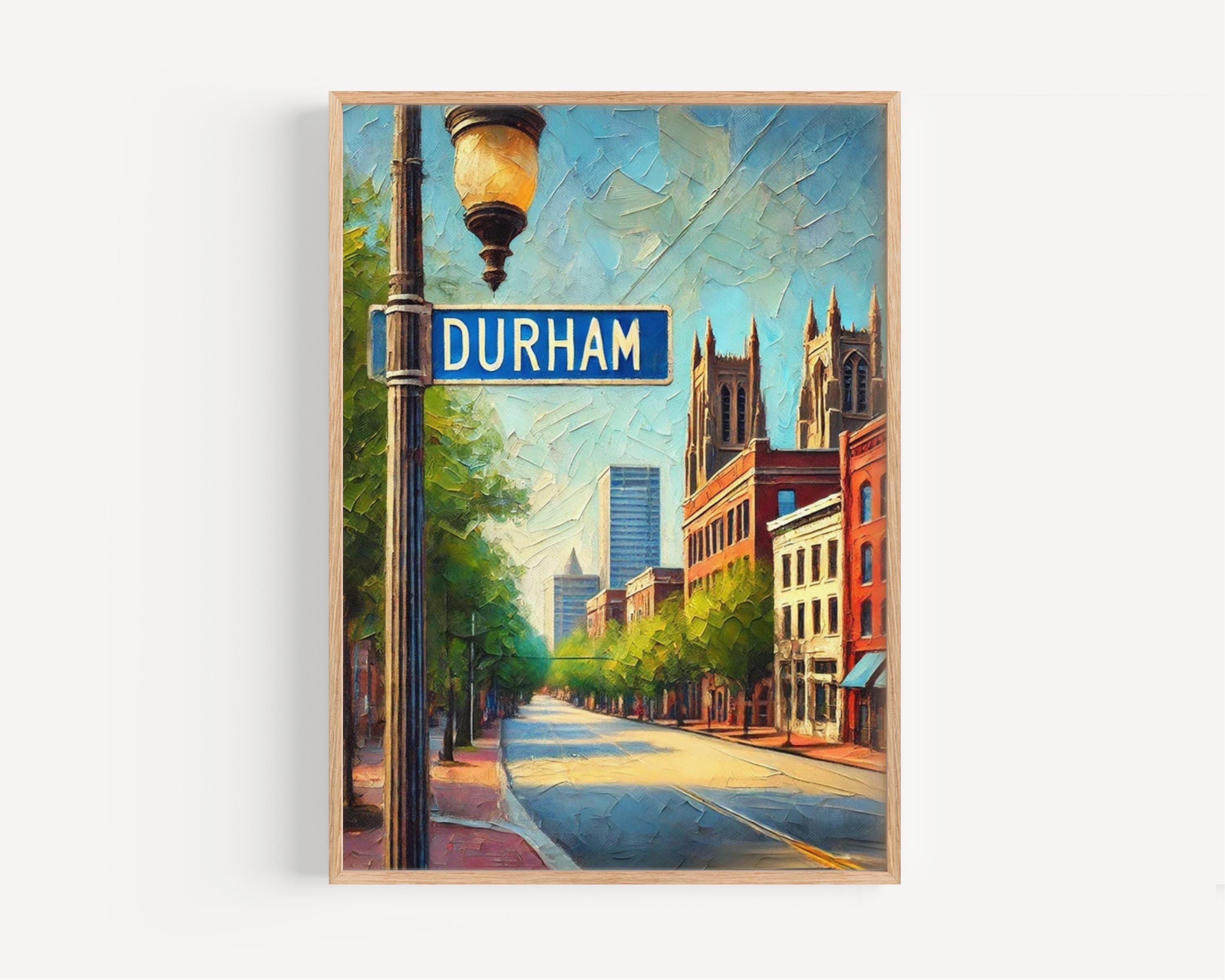North Carolina Durham Wall Art Print – Travel Poster & Housewarming Gift, USA American Map Art, North Carolina Home Decor
