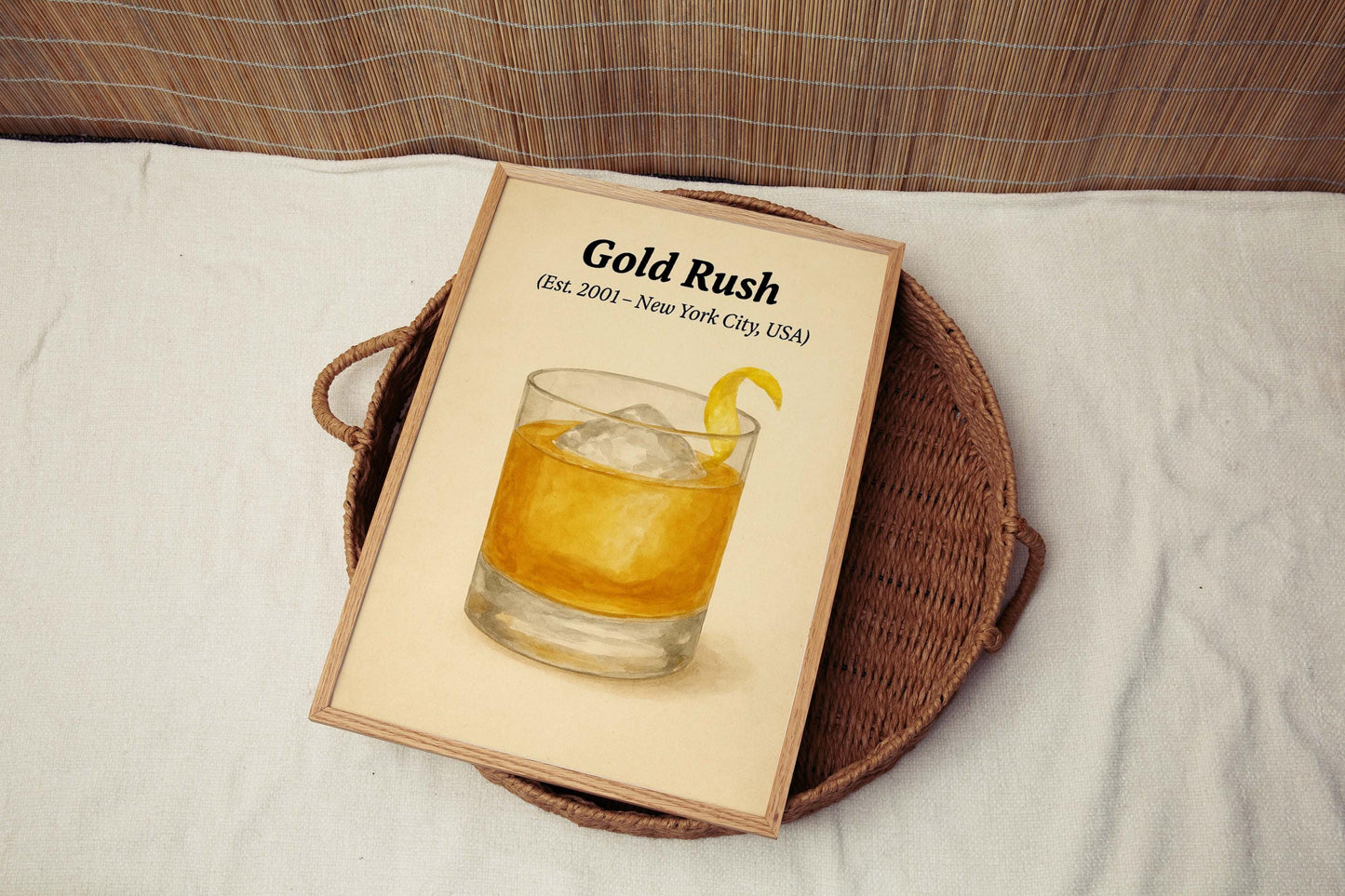 Gold Rush Cocktail Print: Vintage Style Bar Art Illustration