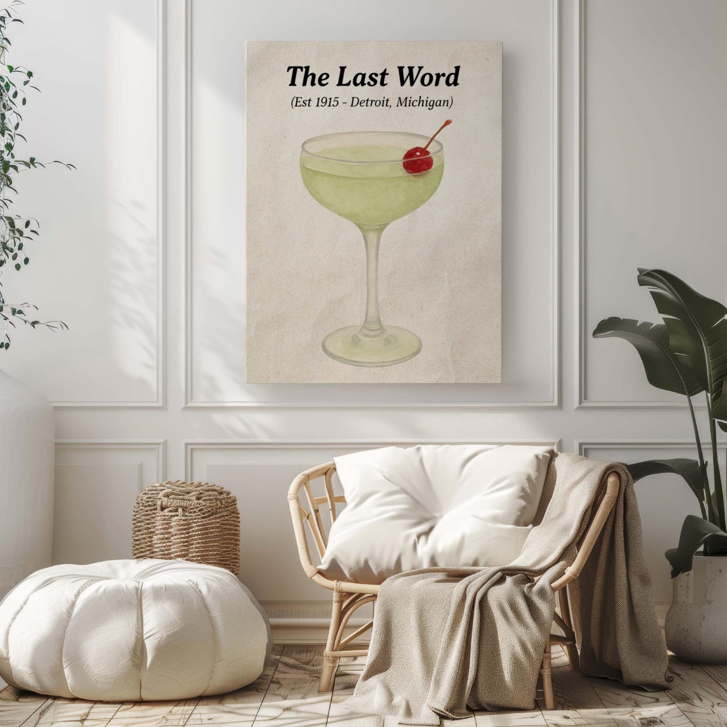 Last Word Cocktail Artwork, Gin Drink Print, Prohibition Style Wall Decor, Lime Garnish Art, Retro Mixology Poster, Bar Cart Decor