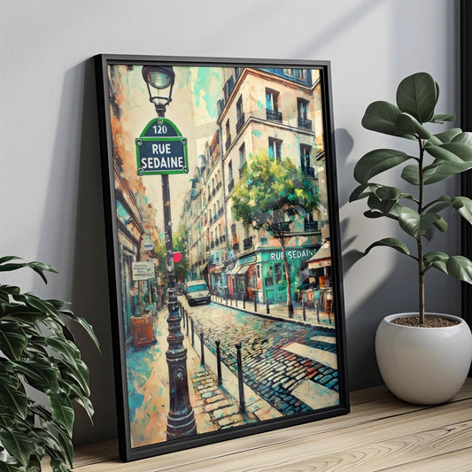 Paris Rue Sedaine Wall Art Print - French Travel Poster, Paris Gift, Housewarming Decor, Vintage Style French Art Poster