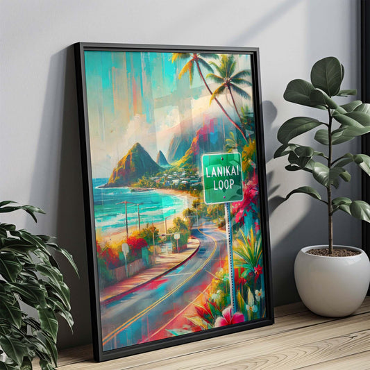 Lanikai Loop Print - Hawaii Wall Art, Oahu Travel Poster, Honolulu Gift, Kailua Decor, Housewarming & Vacation Souvenir