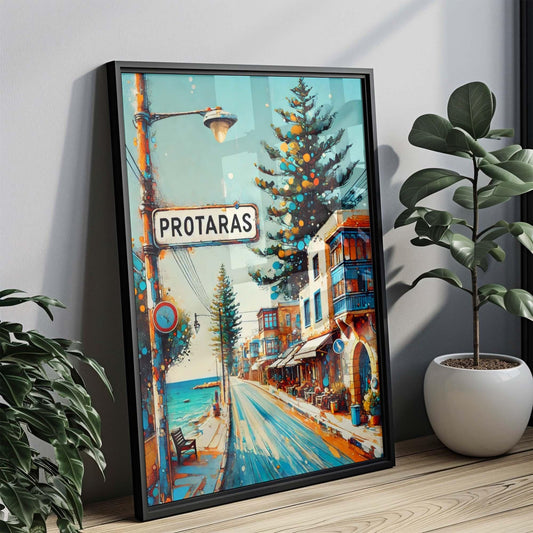 Protaras Art Print - Cyprus Travel Poster, Mediterranean Wall Art, Housewarming Gift, European Coastal Decor, Protaras City Gift