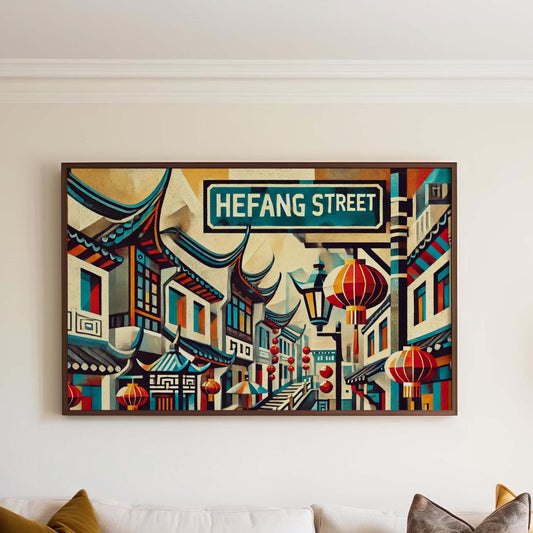 Hefang Street Print - Hangzhou Art Wall Decor, Travel Poster, Housewarming Gift, Chinese Street Scene Artwork