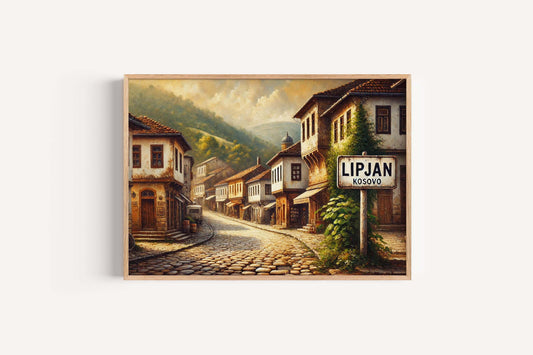 Lipjan Art Travel Poster - Kosovo City Wall Print, European Artwork, Housewarming Gift, Lipjan Map Decor, Travel Print for Home